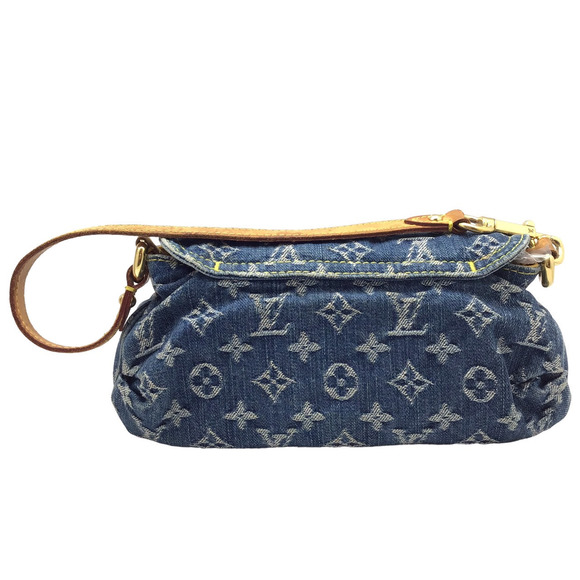 LOUIS VUITTON Monogram Denim Mini Pleaty Shoulder Bag Blue - Picture 2 of 11